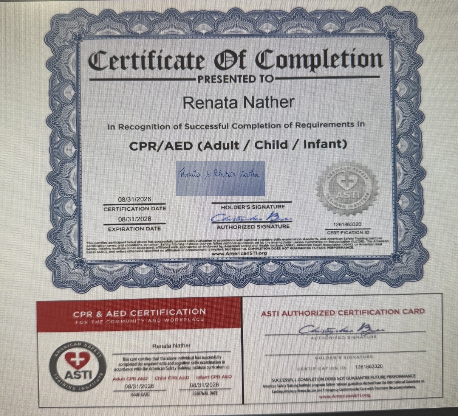 Renata Nather CPR AED Certificate